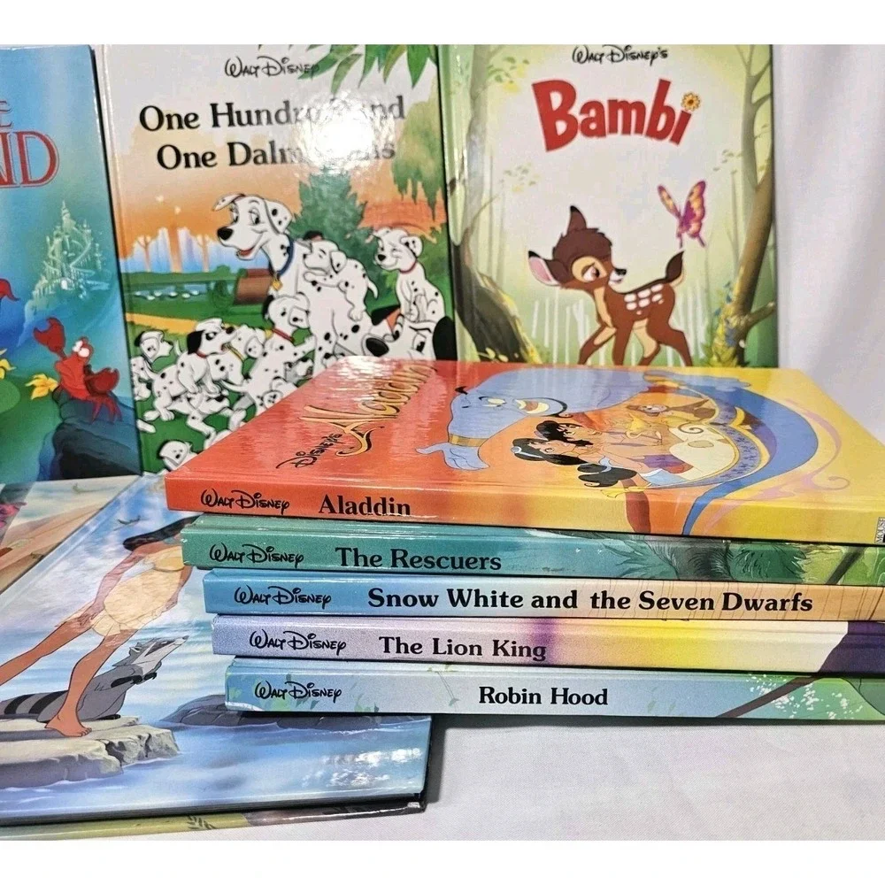 Vtg Lot Of 10 Disney Classic Series Hardcover Books Dalmations Lion King Aladdin